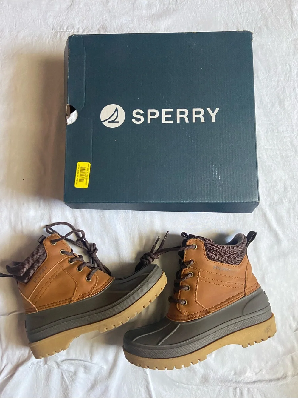 Sperry Two-Tone Tan and Gray Duck Boots
